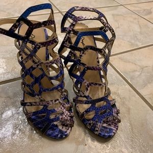Blue snake skin heels